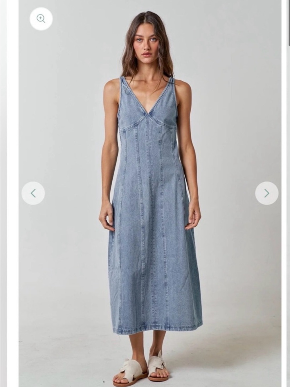 Acoa Sleeveless Denim Midi Dress Size Medium